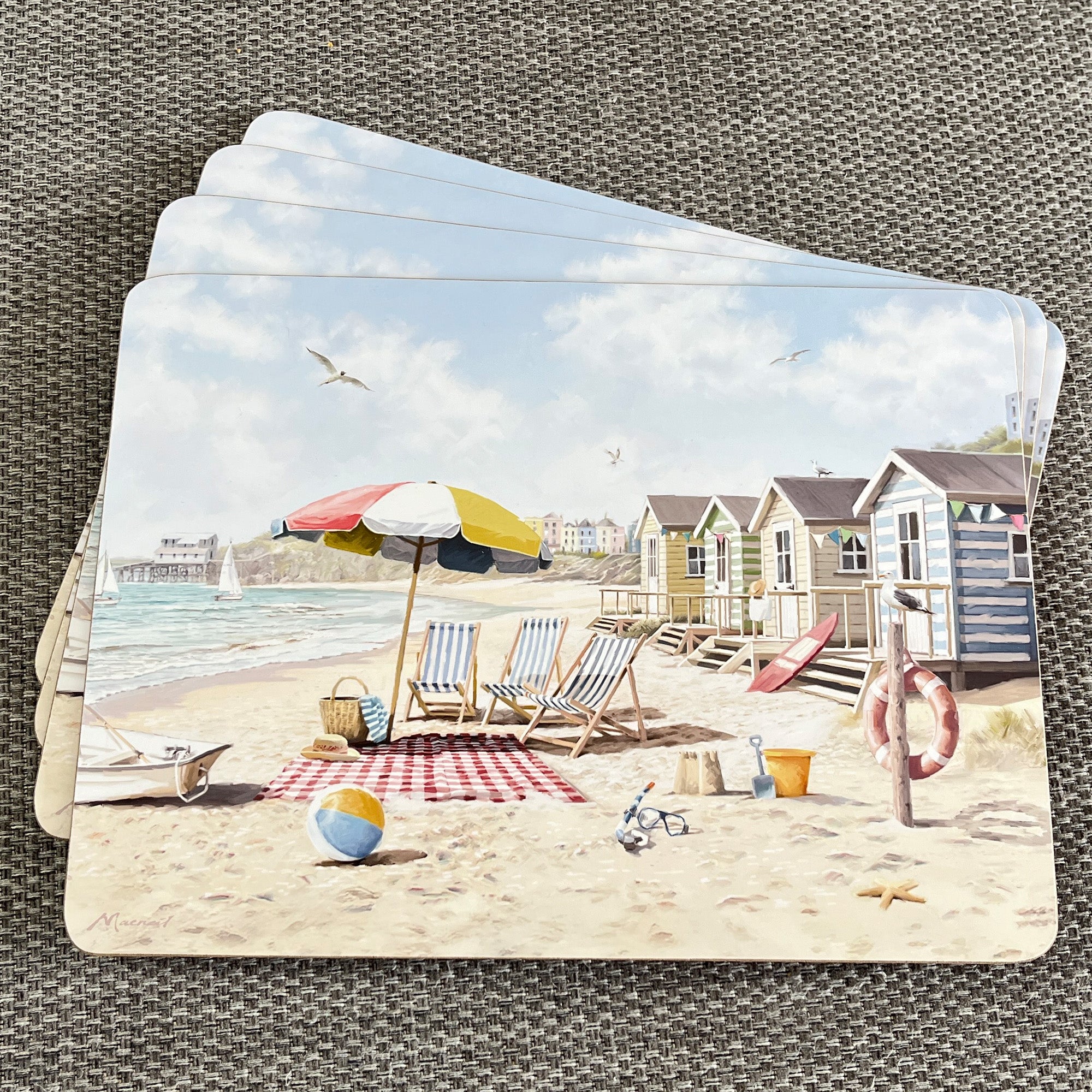 Set of 4 Placemats and Coasters - Beach Huts