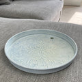32.5cm Floral Pattern Decorative Metal Tray – Light Blue