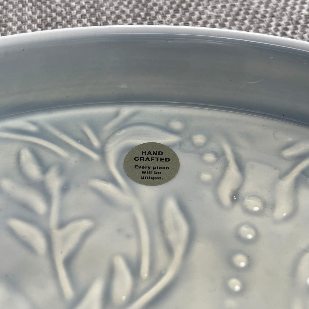 32.5cm Floral Pattern Decorative Metal Tray – Light Blue