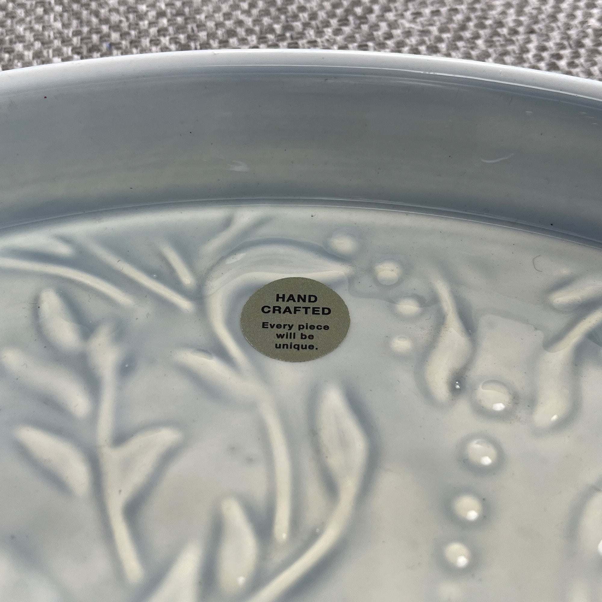 32.5cm Floral Pattern Decorative Metal Tray – Light Blue