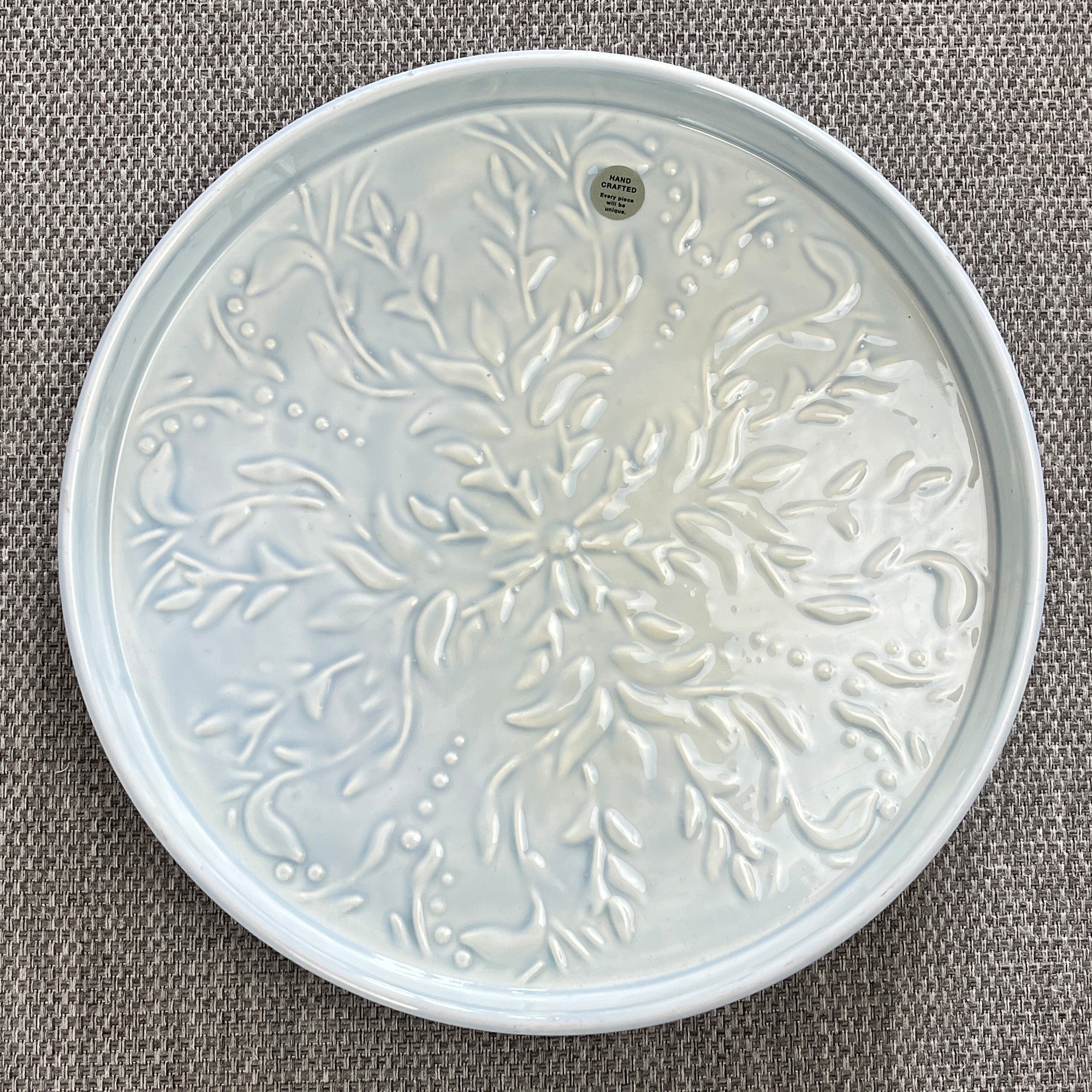 32.5cm Floral Pattern Decorative Metal Tray – Light Blue