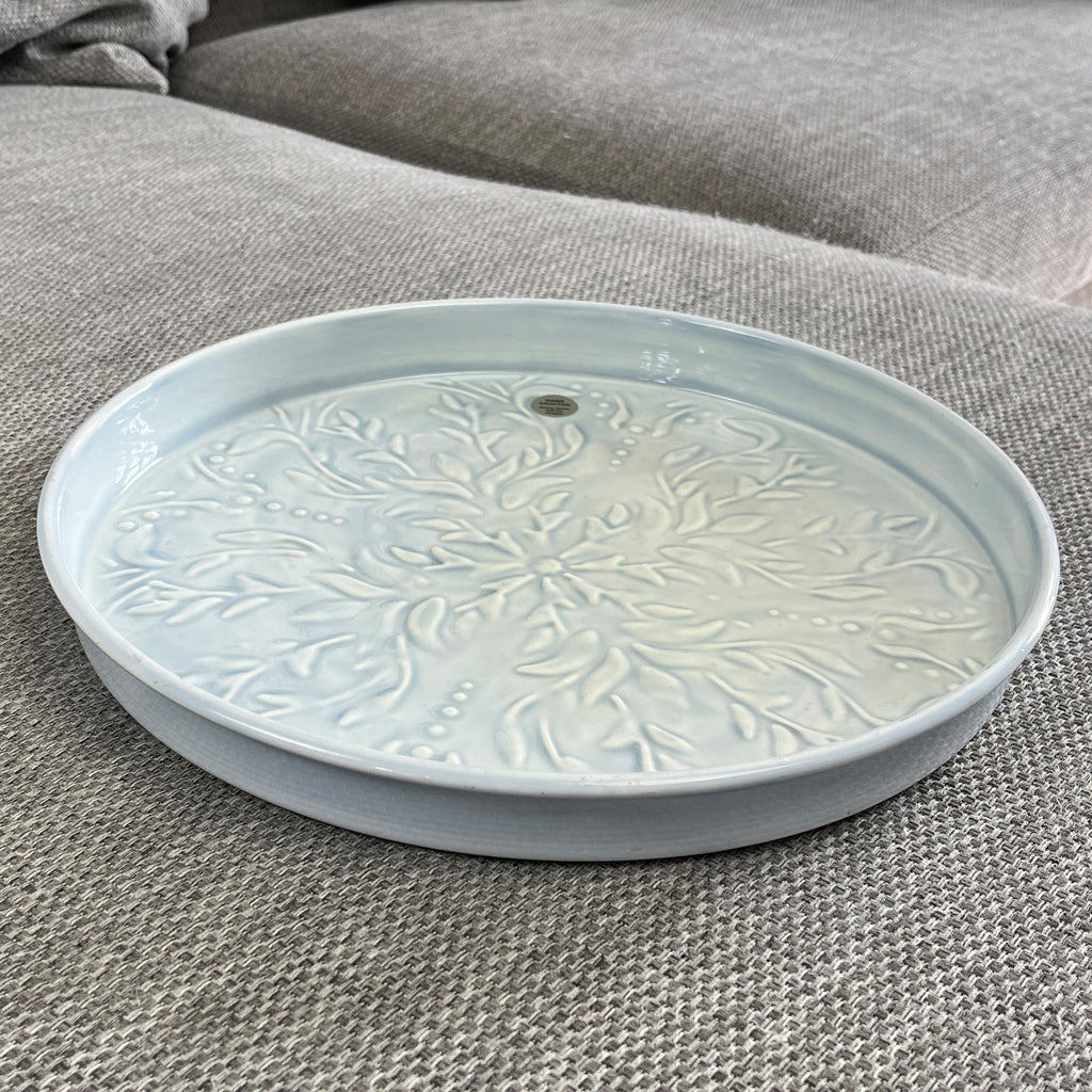 32.5cm Floral Pattern Decorative Metal Tray – Light Blue
