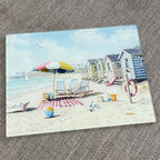 40cm Glass Worktop Saver / Chopping Board – Nautical Beach Hut design
