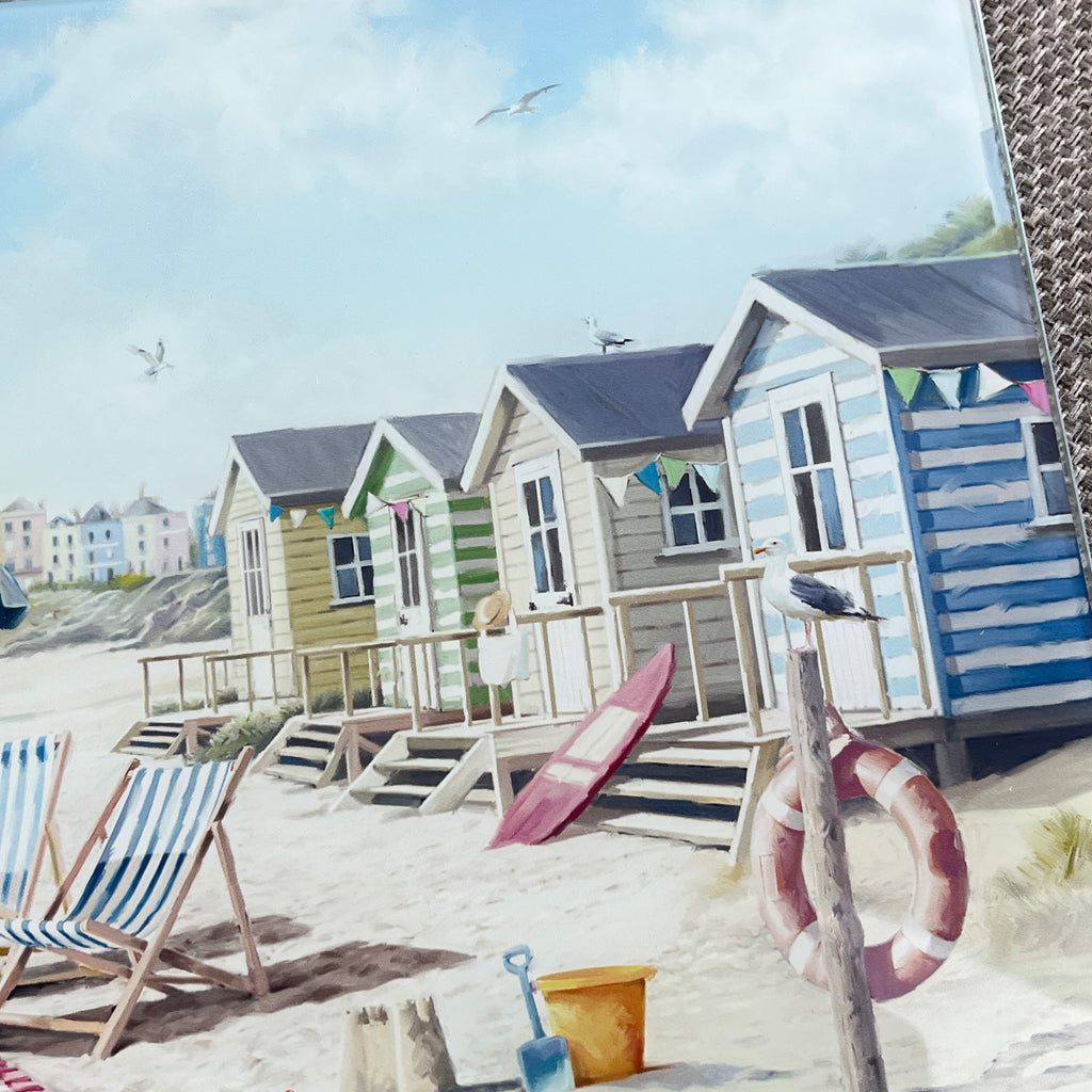 40cm Glass Worktop Saver / Chopping Board – Nautical Beach Hut design
