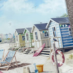 40cm Glass Worktop Saver / Chopping Board – Nautical Beach Hut design