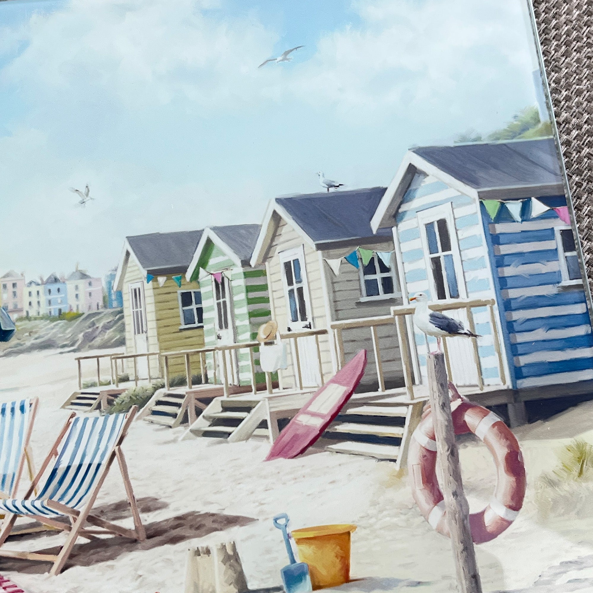 40cm Glass Worktop Saver / Chopping Board – Nautical Beach Hut design