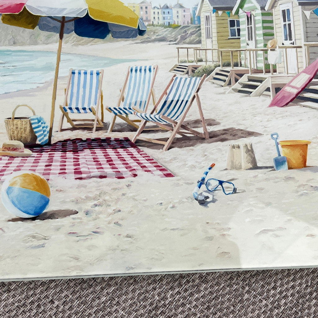 40cm Glass Worktop Saver / Chopping Board – Nautical Beach Hut design