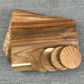 Set of 4 Wooden Placemats and Round Coasters - Acacia Wood
