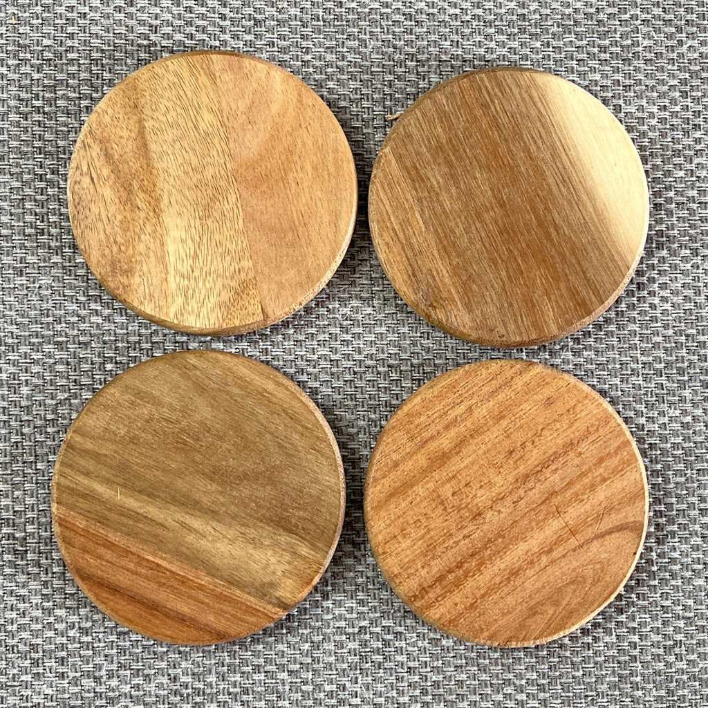 Set of Round Wooden Coasters - Acacia Wood