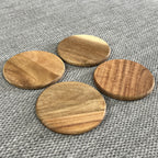 Set of Round Wooden Coasters - Acacia Wood