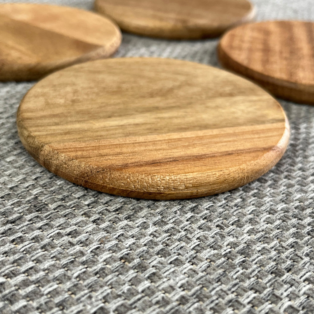Set of Round Wooden Coasters - Acacia Wood