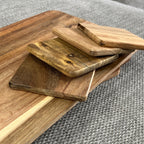 Set of 4 Wooden Placemats and Square Coasters - Acacia Wood