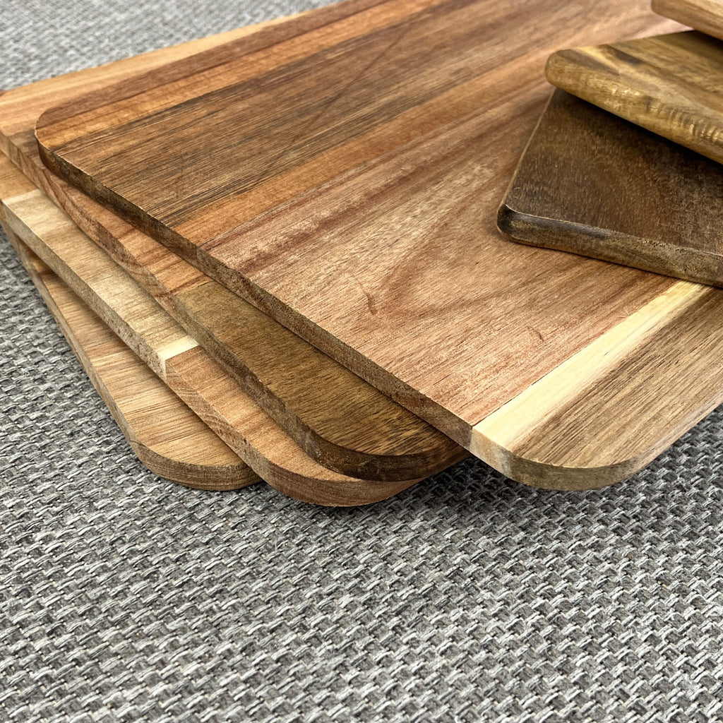 Set of 4 Wooden Placemats and Square Coasters - Acacia Wood