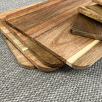 Set of 4 Wooden Placemats and Square Coasters - Acacia Wood