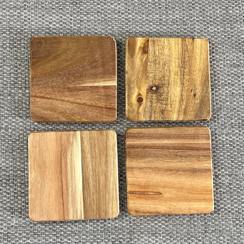 Set of Square Wooden Coasters - Acacia Wood