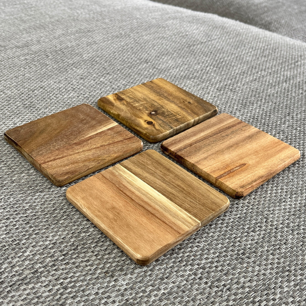 Set of Square Wooden Coasters - Acacia Wood