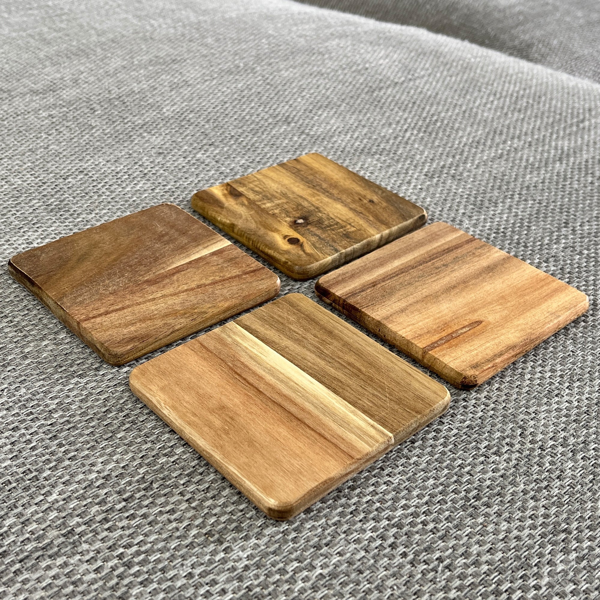 Set of Square Wooden Coasters - Acacia Wood