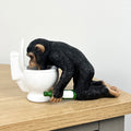 16.5cm Drunk Monkey Being Sick in Toilet Ornament - Resin