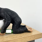 16.5cm Drunk Monkey Being Sick in Toilet Ornament - Resin