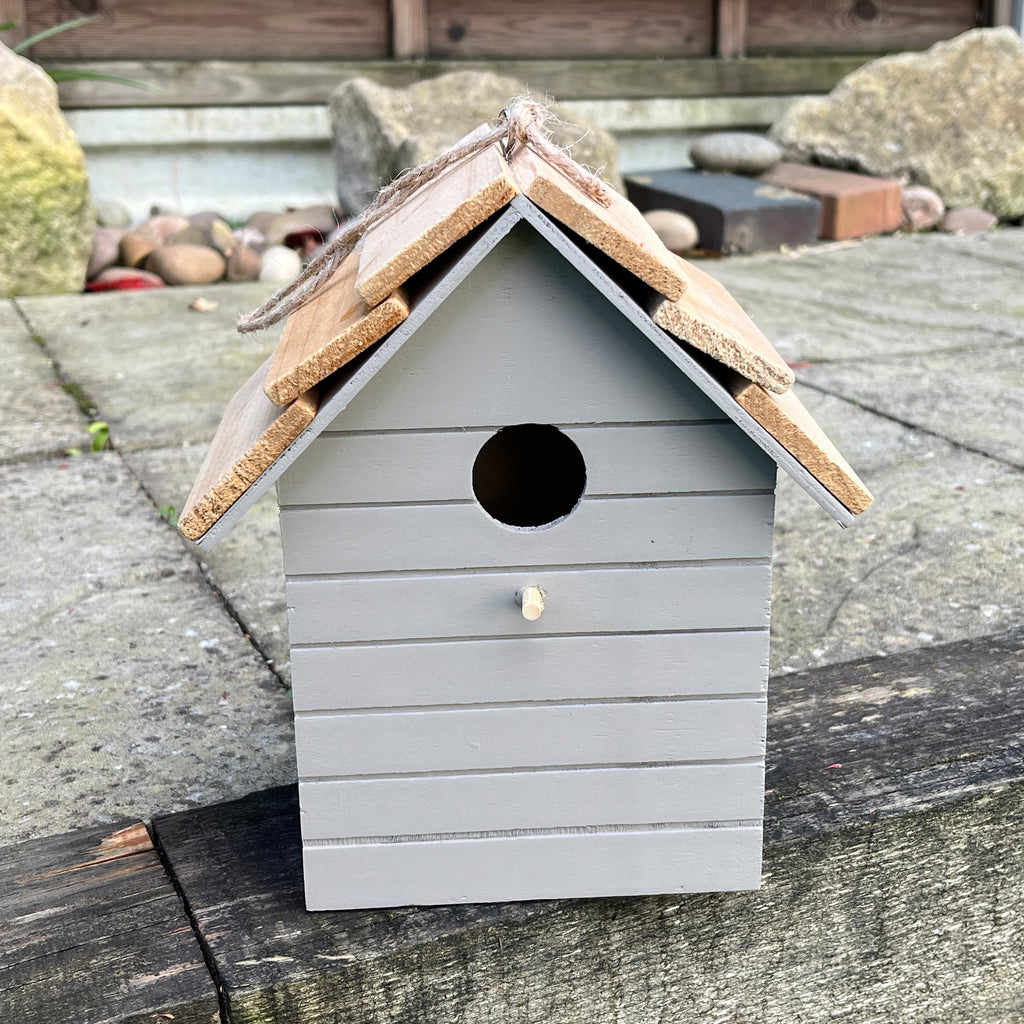 20.5cm Light Grey Wooden Birdhouse for the Garden