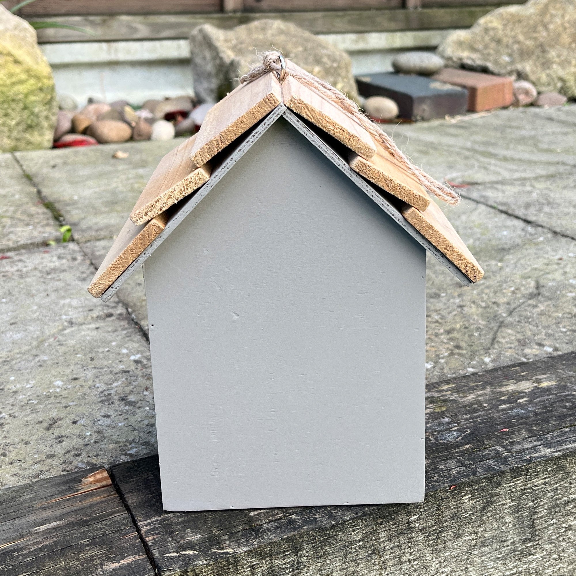 20.5cm Light Grey Wooden Birdhouse for the Garden