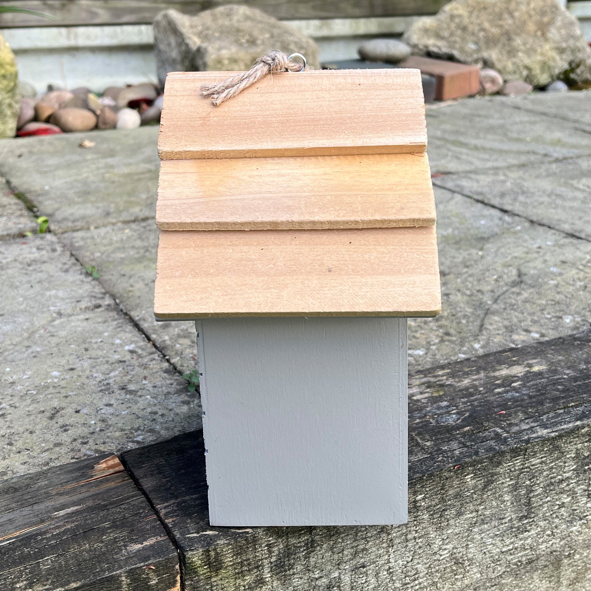 20.5cm Light Grey Wooden Birdhouse for the Garden