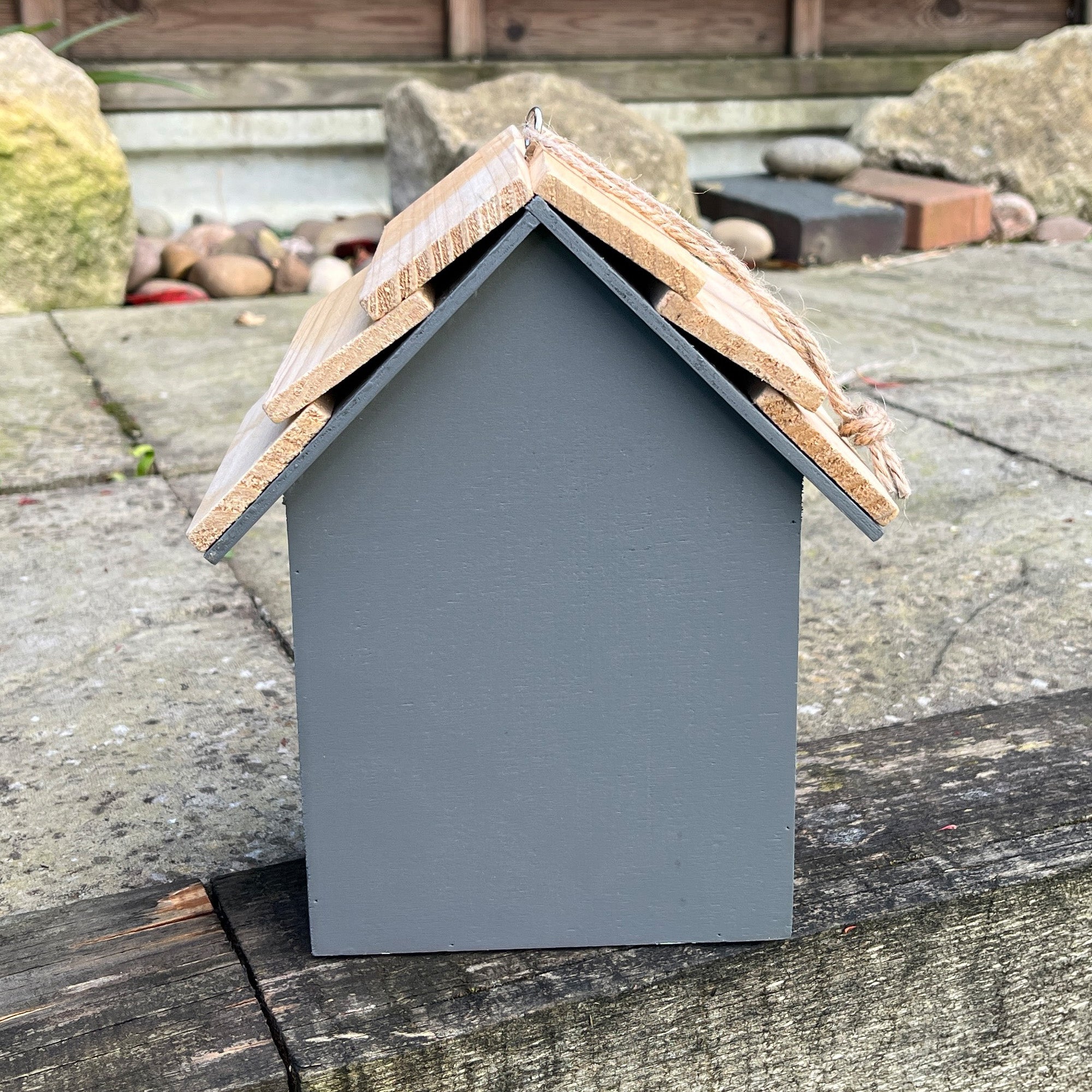 20.5cm Dark Grey Wooden Birdhouse for the Garden