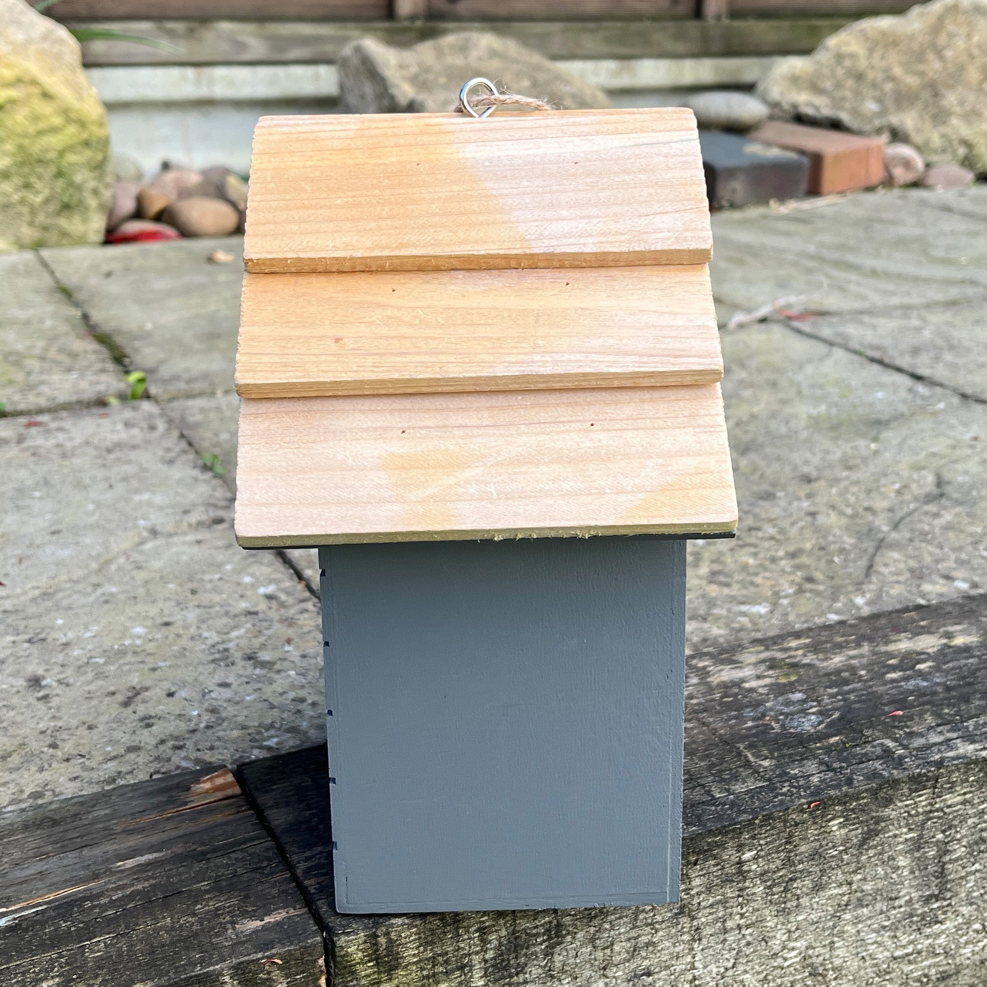 20.5cm Dark Grey Wooden Birdhouse for the Garden