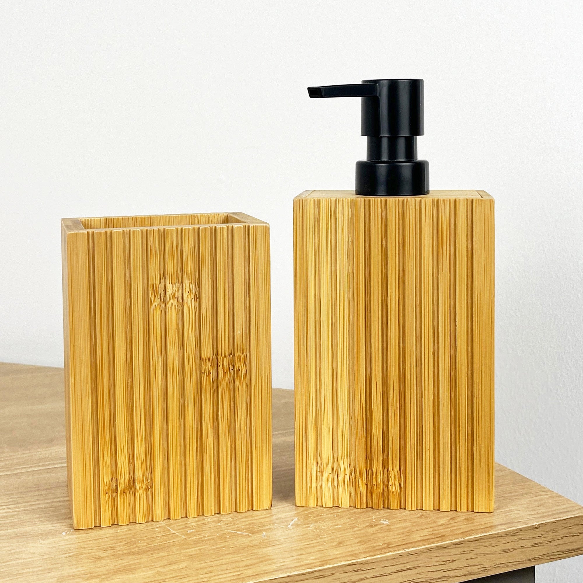 2 Piece Bathroom Sink Accessories Set - Bamboo Wood