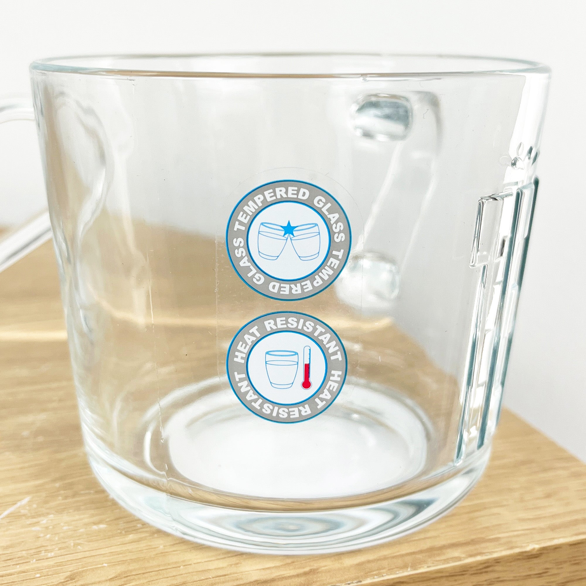 Set of 2 Glass ‘TEA’ Mugs with Handles – Tempered Heat Resistant Glass