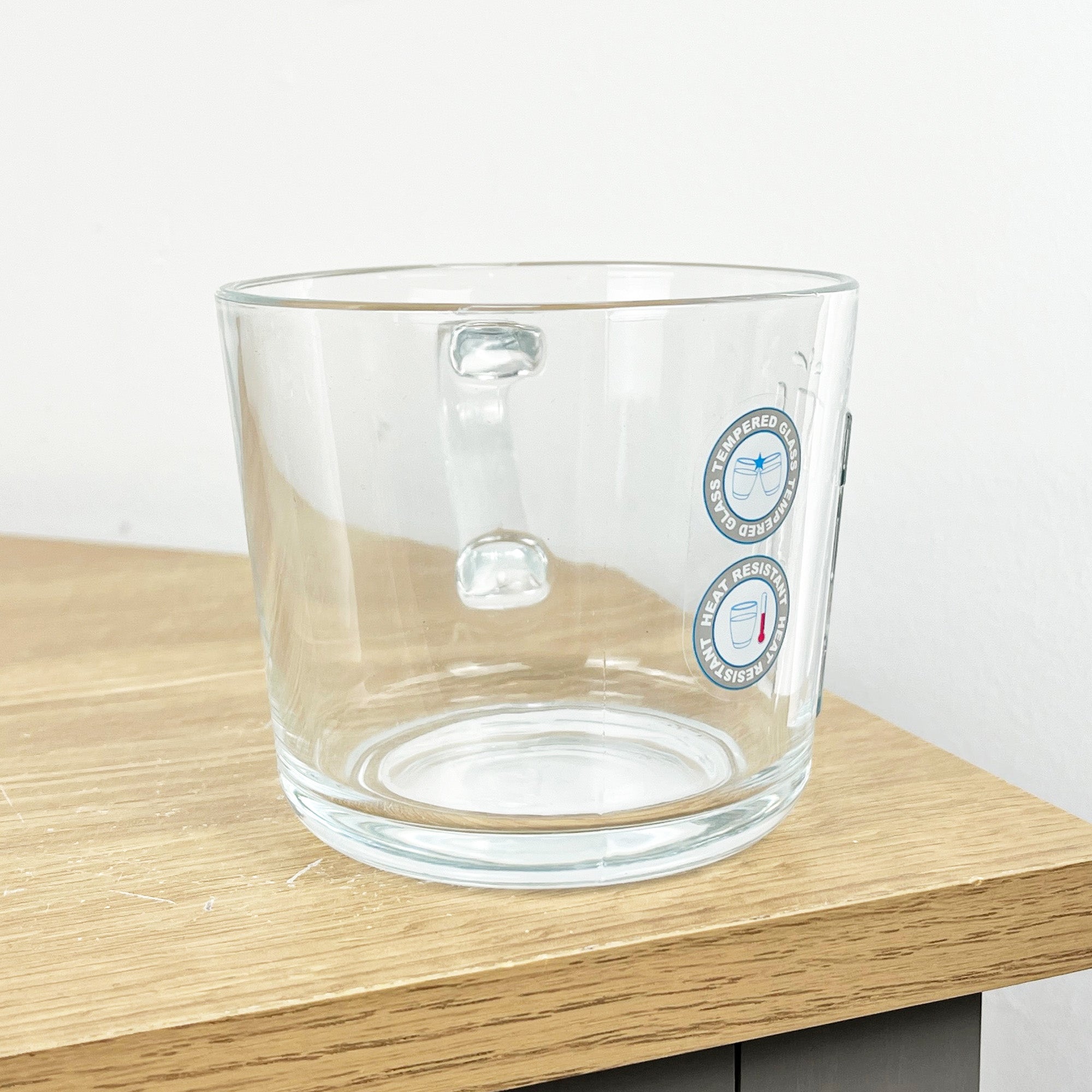 Set of 2 Glass ‘TEA’ Mugs with Handles – Tempered Heat Resistant Glass