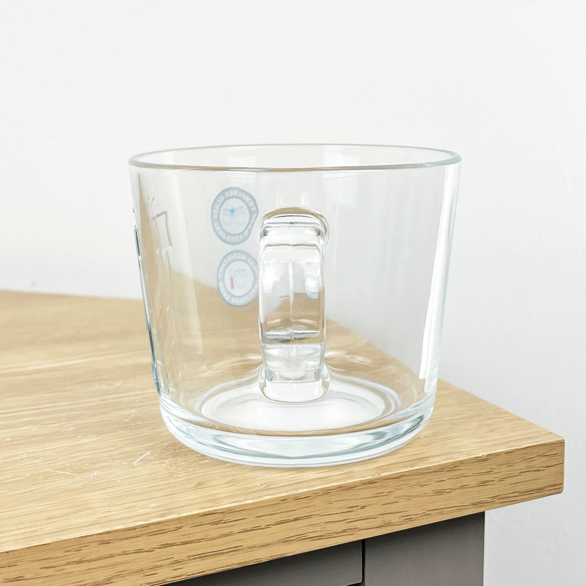 Set of 2 Glass ‘TEA’ Mugs with Handles – Tempered Heat Resistant Glass