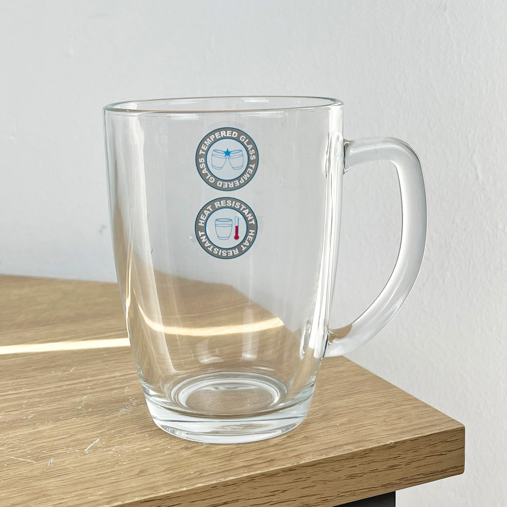 Set of 4 x 350ml Mugs with Handles – Tempered Heat Resistant Glass