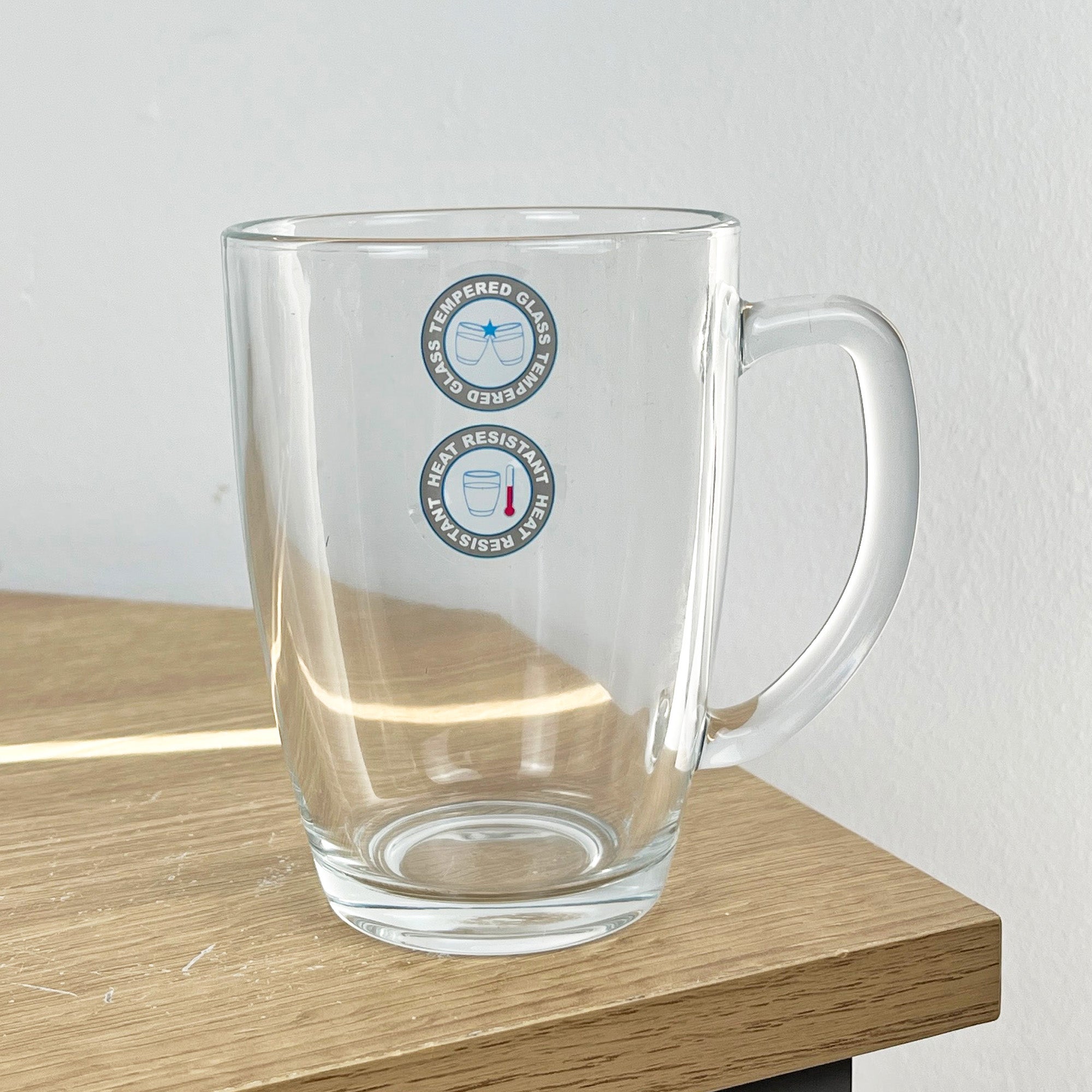 Set of 4 x 350ml Mugs with Handles – Tempered Heat Resistant Glass