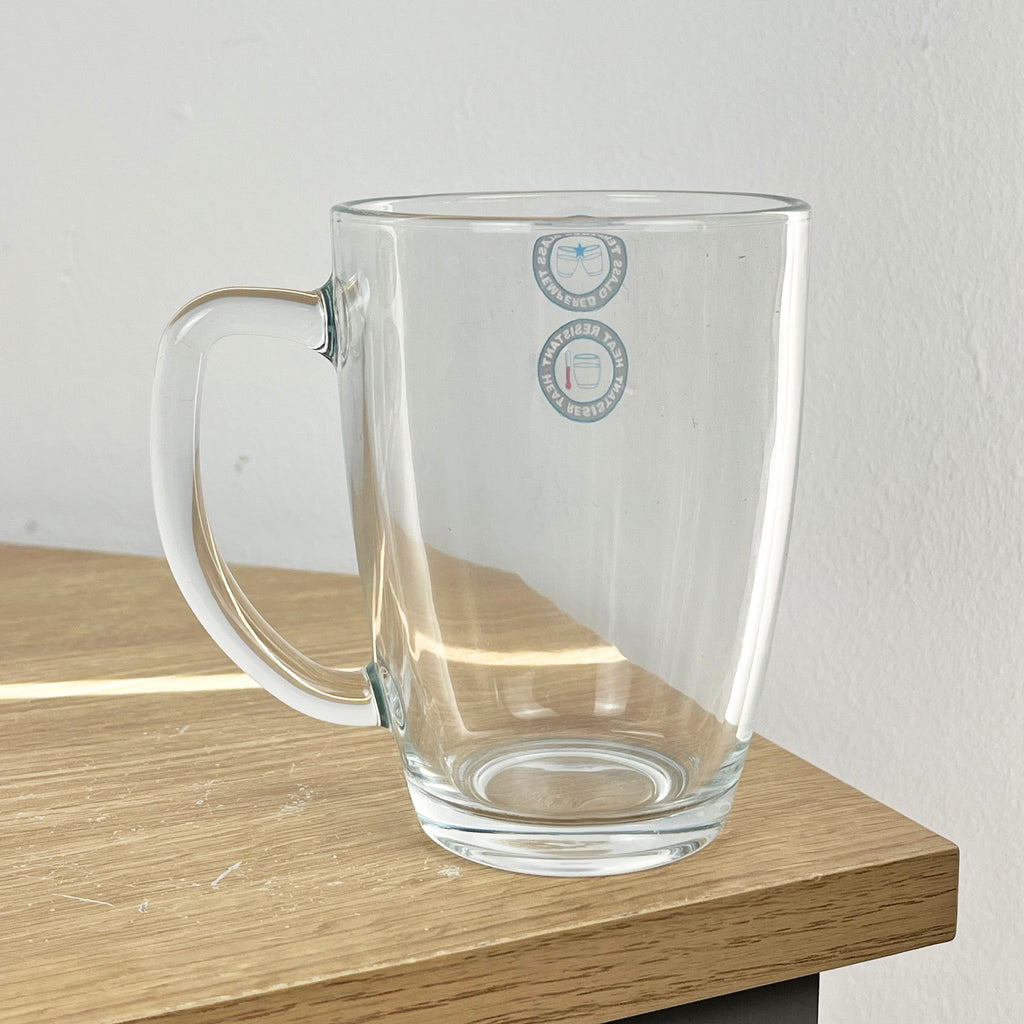 Set of 4 x 350ml Mugs with Handles – Tempered Heat Resistant Glass