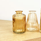Set of 3 Amber Coloured Glass Bud / Stem Vases