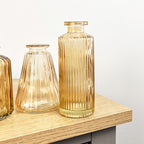 Set of 3 Amber Coloured Glass Bud / Stem Vases