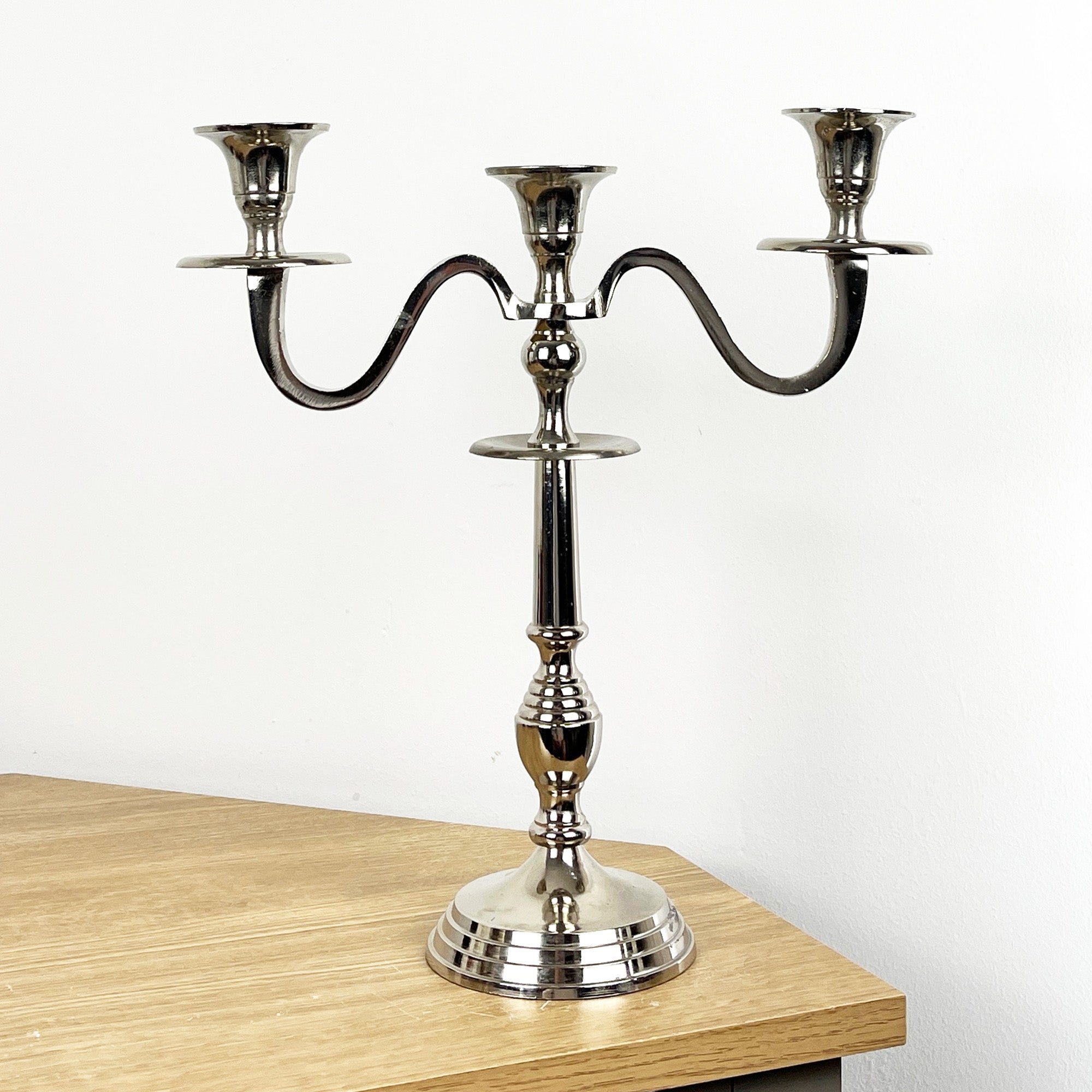 32.5cm Aluminium 3 Arm Candelabra – Imperfect Finish