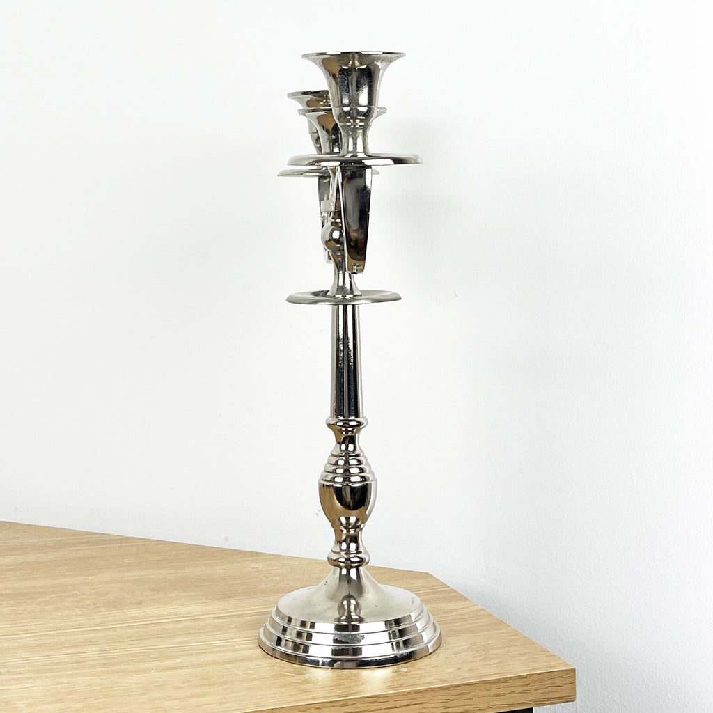 32.5cm Aluminium 3 Arm Candelabra – Imperfect Finish