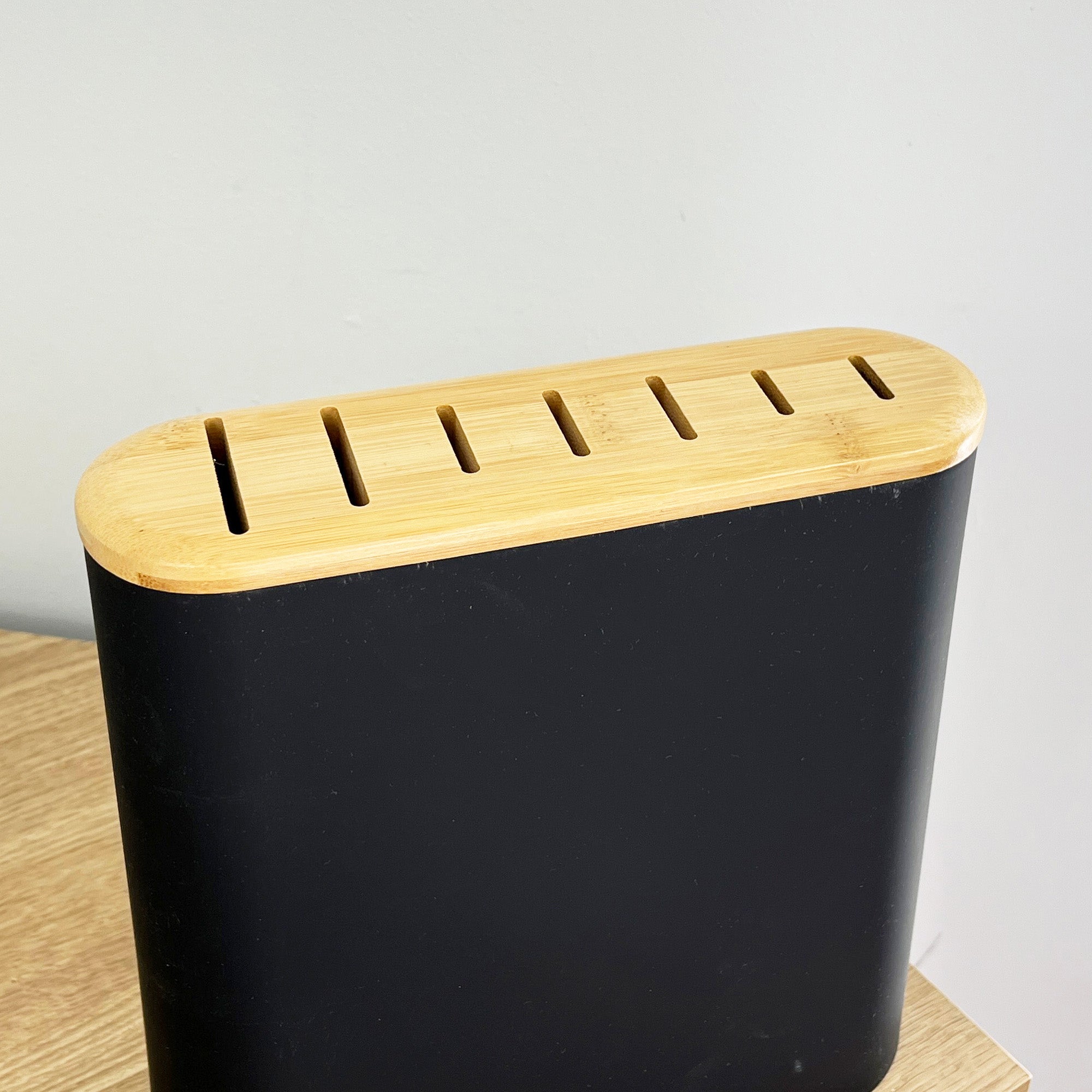 Empty Universal Black Soft Touch Knife Storage Block