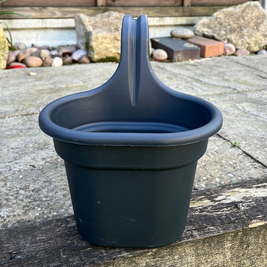 3 x Dark Grey Fence / Balcony Hanging Plant Pots – Plastic