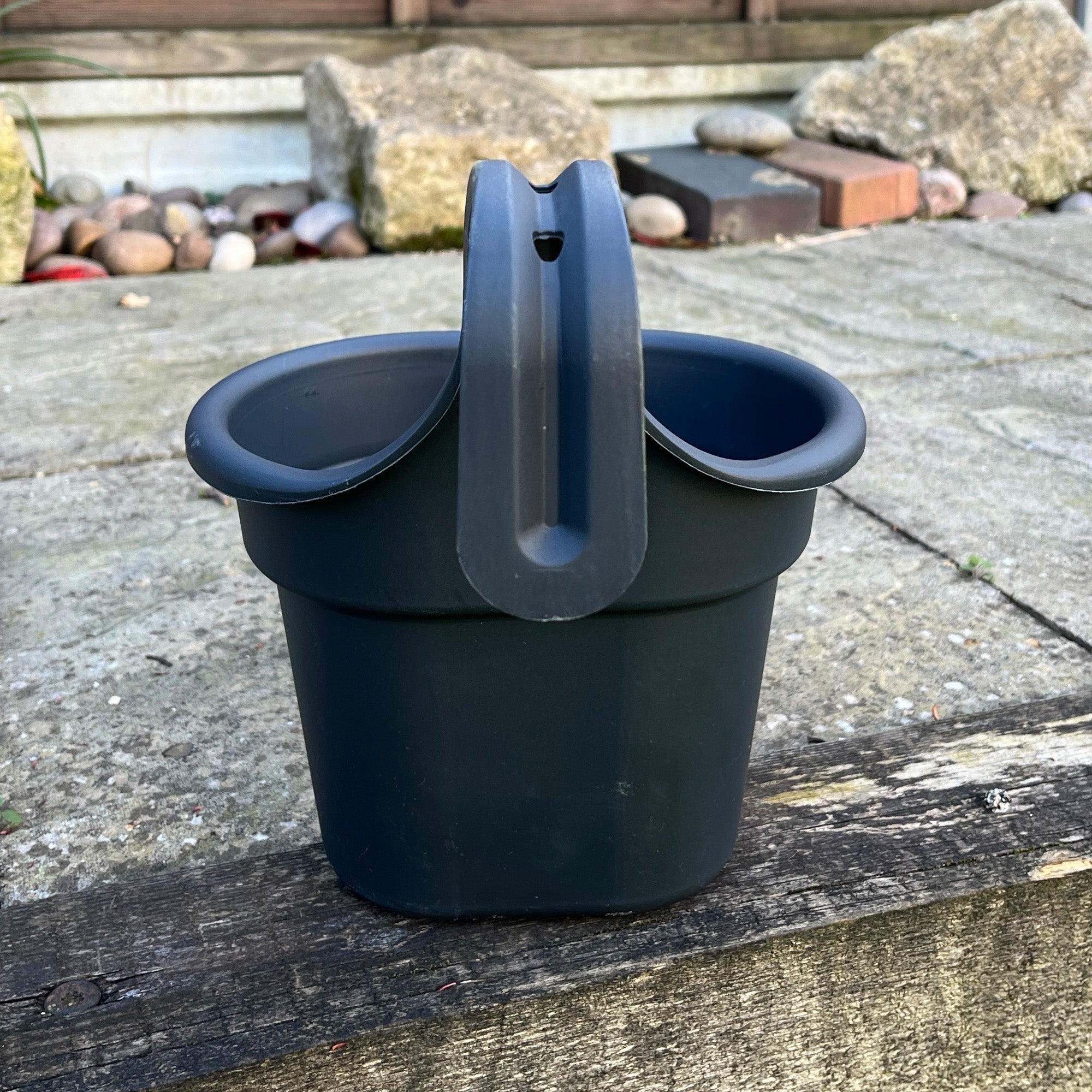 3 x Dark Grey Fence / Balcony Hanging Plant Pots – Plastic