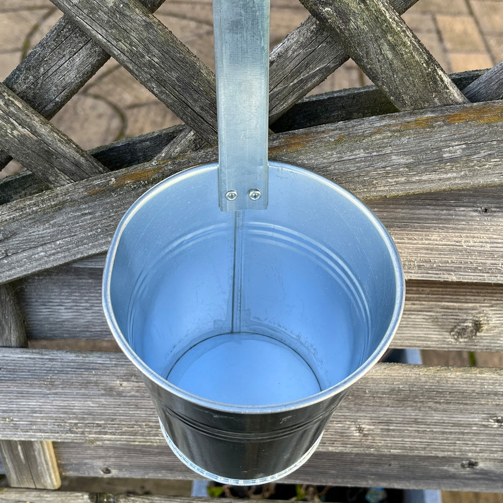 2 x Silver Fence / Balcony Hanging Plant Pots – Galvanised Zinc Metal