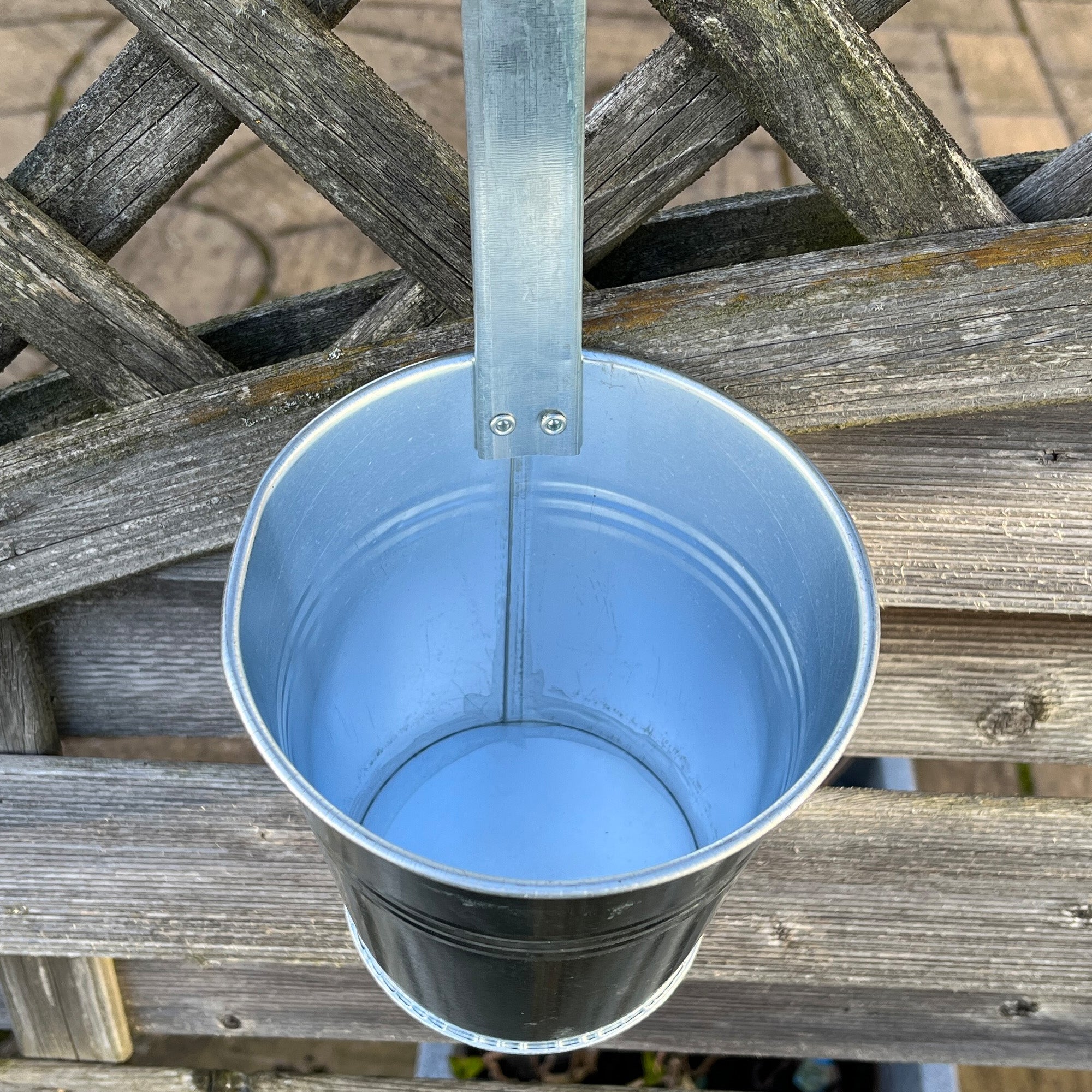 2 x Silver Fence / Balcony Hanging Plant Pots – Galvanised Zinc Metal