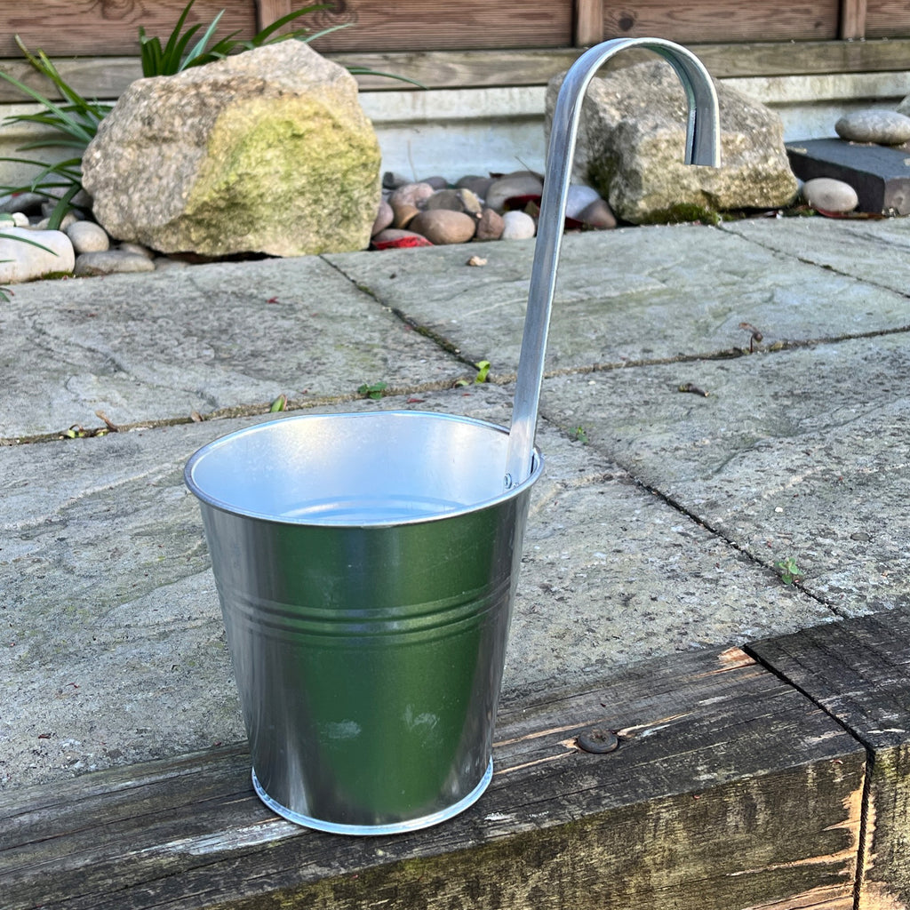 2 x Silver Fence / Balcony Hanging Plant Pots – Galvanised Zinc Metal