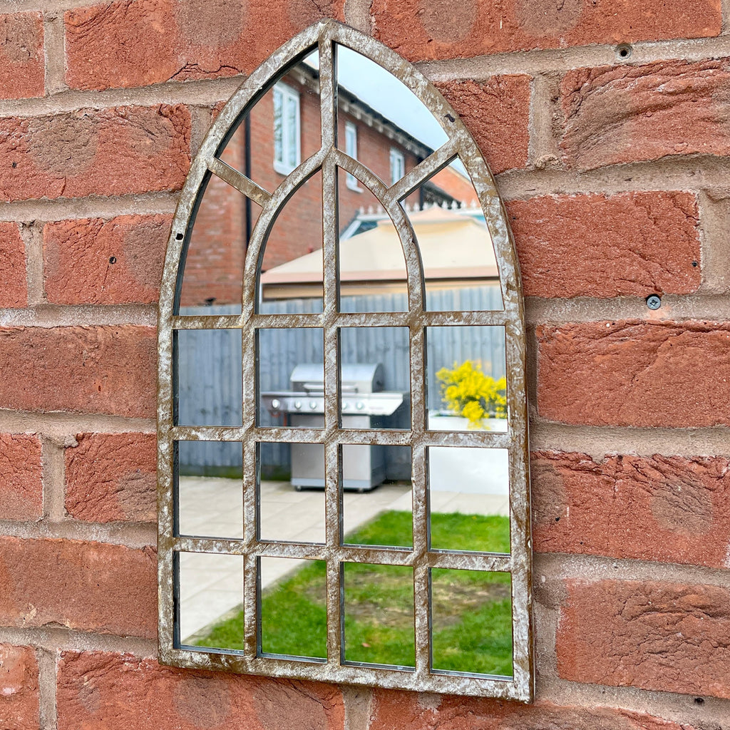 25cm x 42.5cm Rustic Window Arch Wall Mirror – Metal Frame