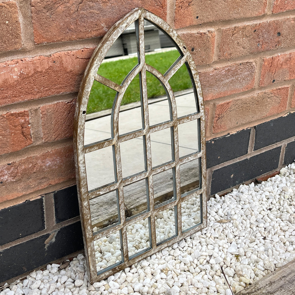 25cm x 42.5cm Rustic Window Arch Wall Mirror – Metal Frame
