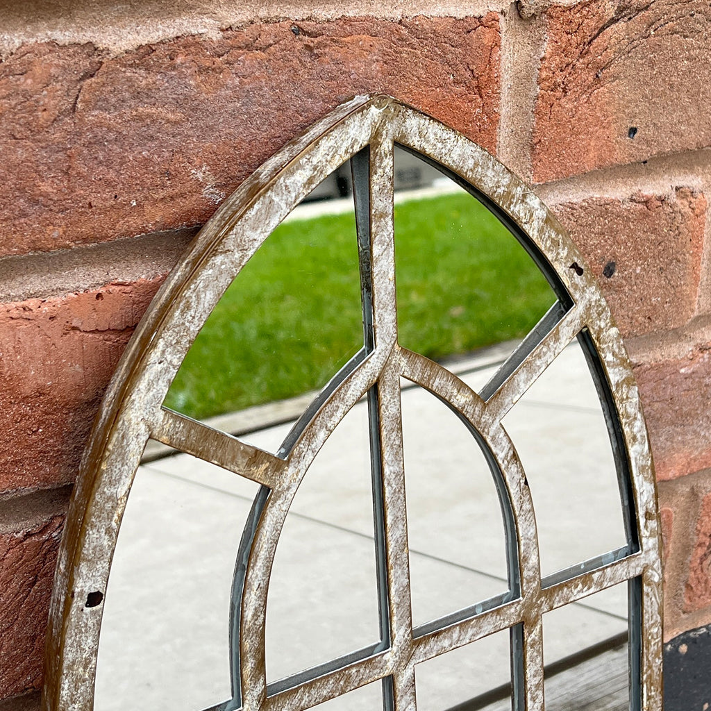 25cm x 42.5cm Rustic Window Arch Wall Mirror – Metal Frame