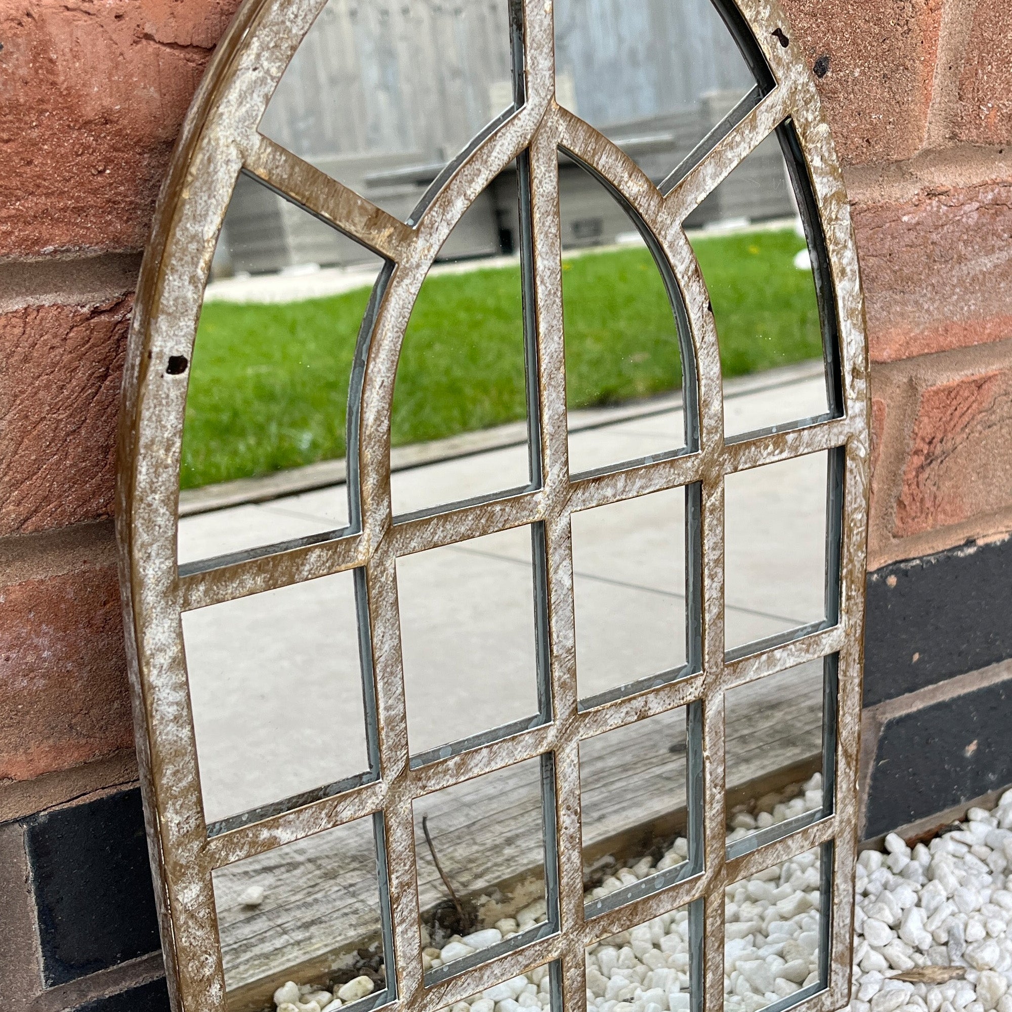 25cm x 42.5cm Rustic Window Arch Wall Mirror – Metal Frame