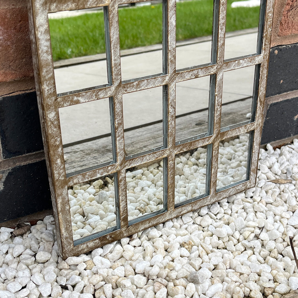 25cm x 42.5cm Rustic Window Arch Wall Mirror – Metal Frame